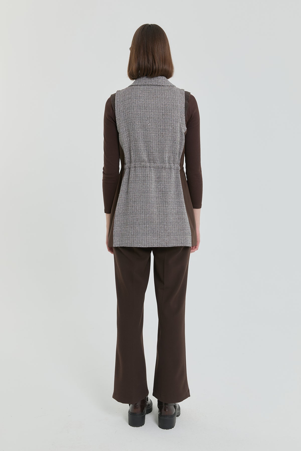 Ribbed Double-Breasted Vest - Brown