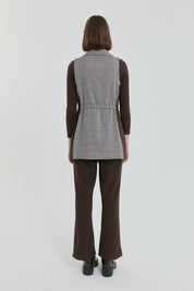 Ribbed Double-Breasted Vest - Brown