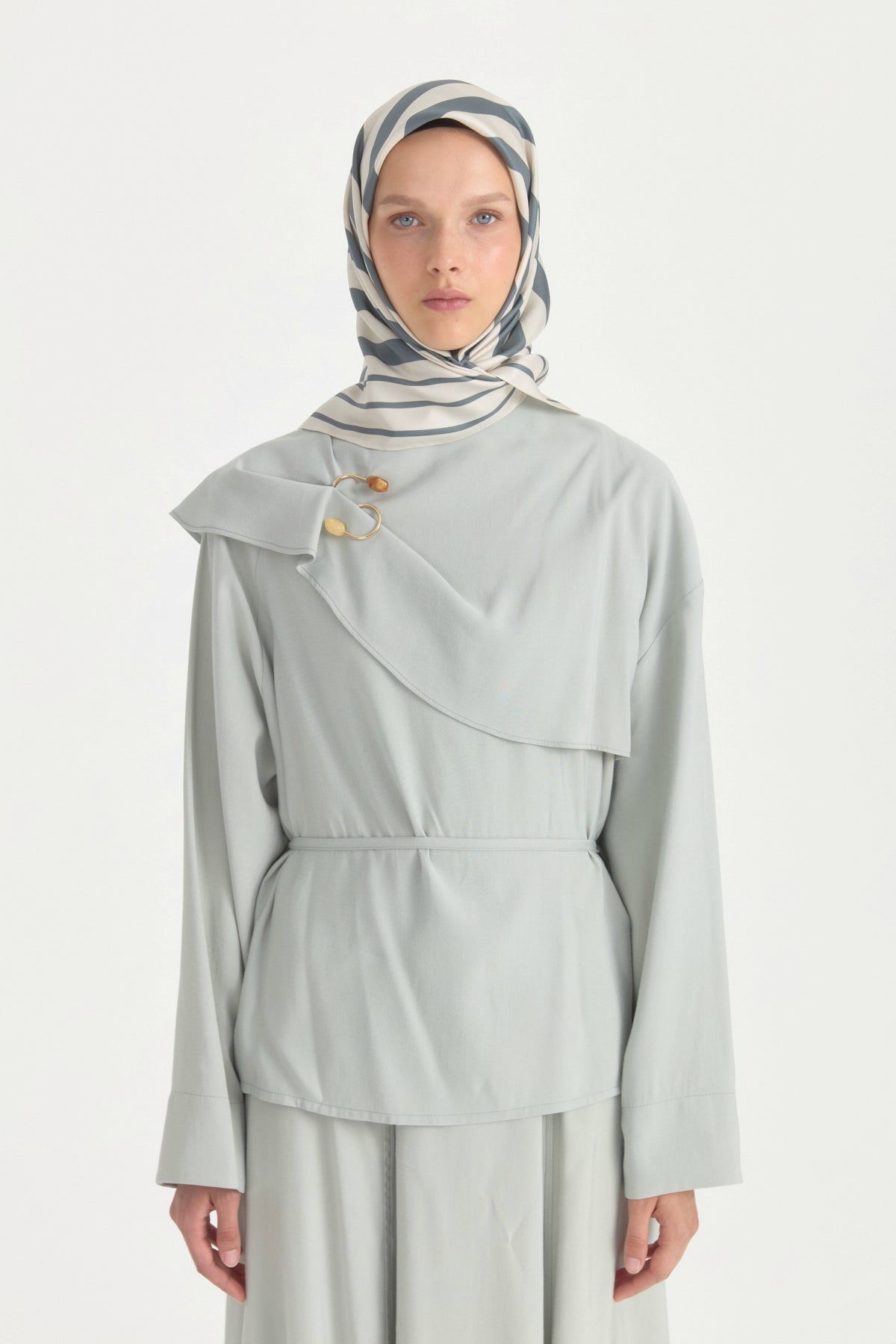 Ritim Twill İpek Eşarp - Gri