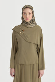 Ritim Twill İpek Eşarp - Haki