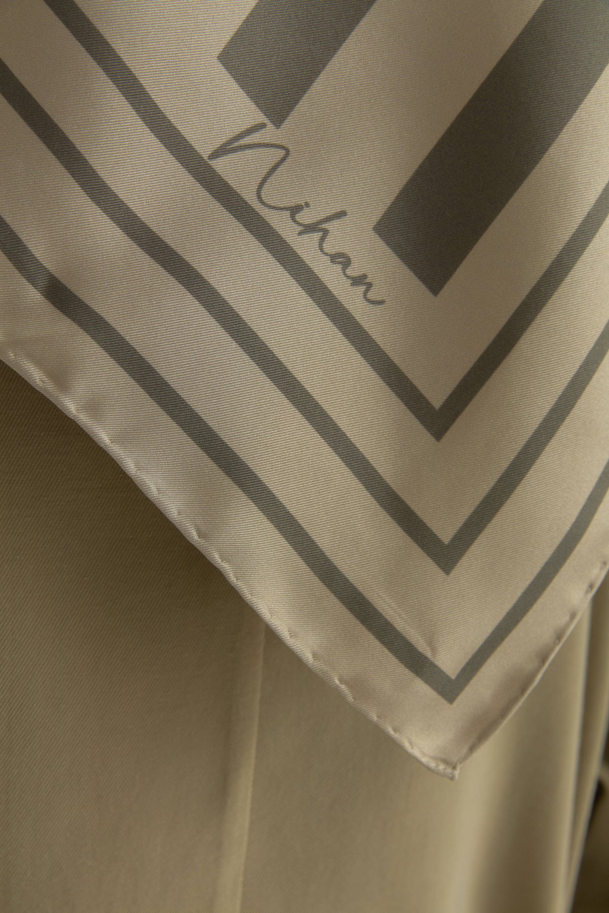 Ritim Twill İpek Eşarp - Haki