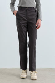 Rivet Detaylı Boru Paça Pantolon - Füme