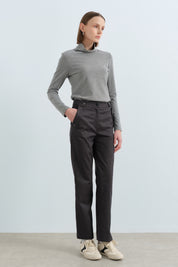 Rivet Detaylı Boru Paça Pantolon - Füme