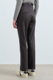 Rivet Detaylı Boru Paça Pantolon - Füme