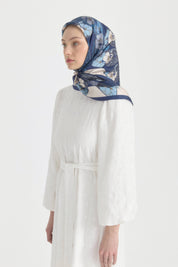 Rosera Twill İpek Eşarp - İndigo