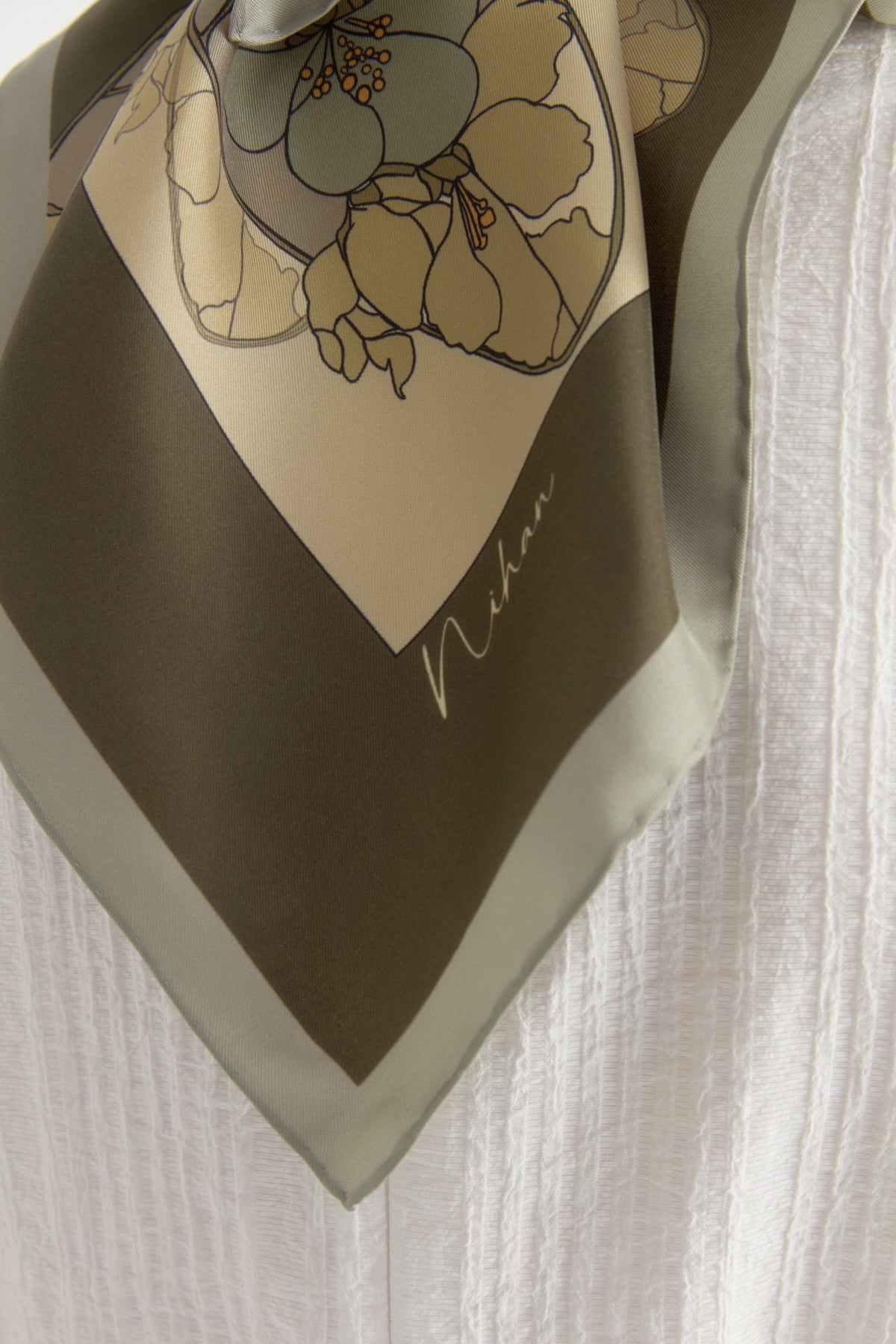 Rosera Twill İpek Eşarp - Olive