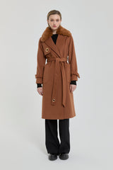 Windbreaker Coat with Fur Collar - Tan