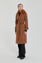 Windbreaker Coat with Fur Collar - Tan