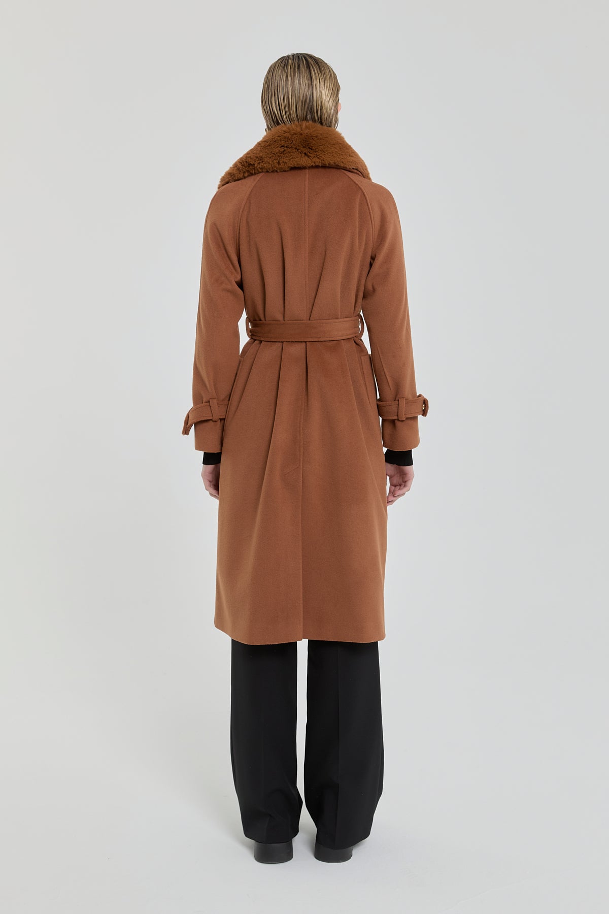 Windbreaker Coat with Fur Collar - Tan