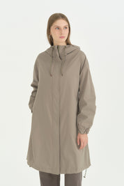Sabit Kapüşonlu Oversize Yağmurluk - Yeşil