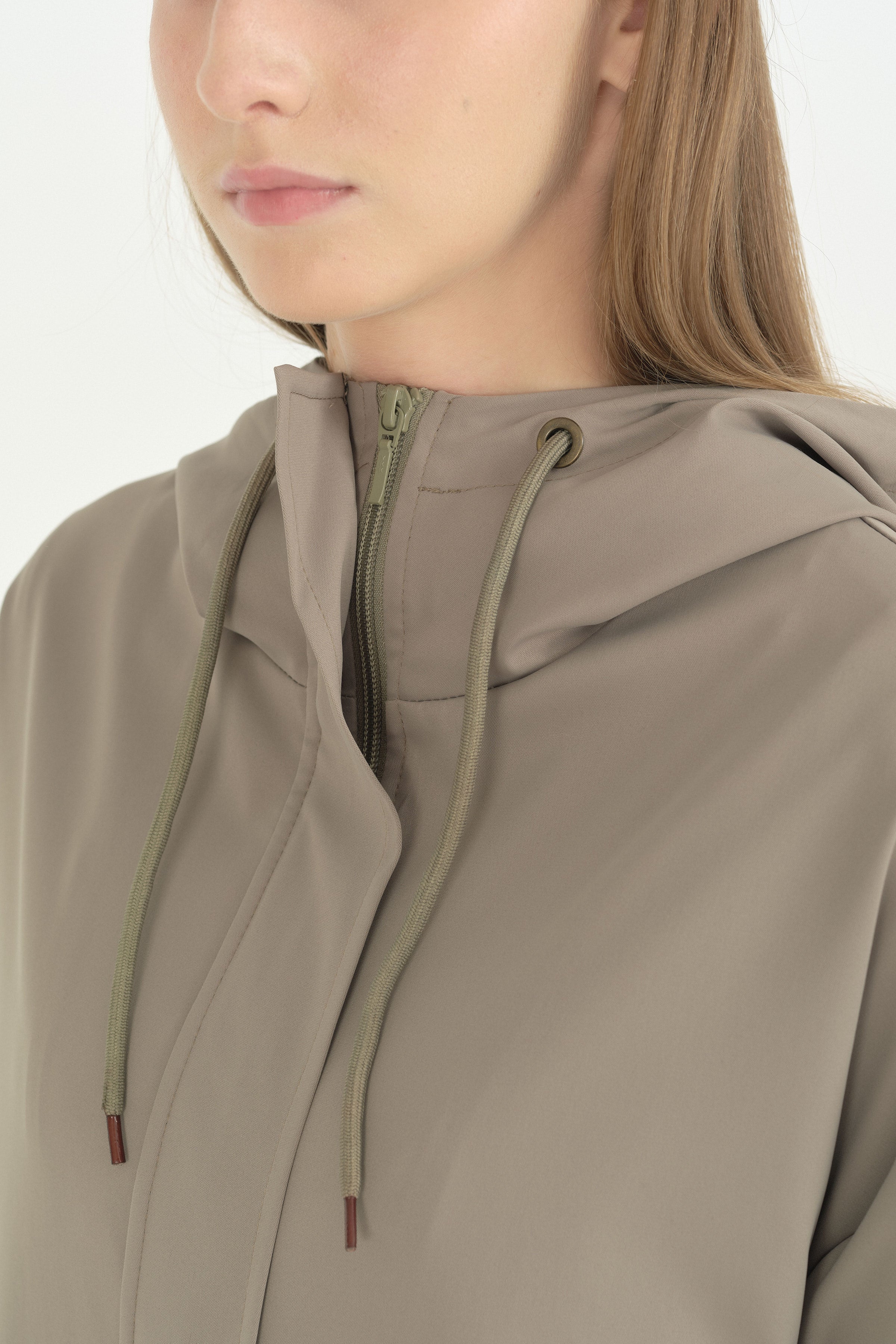 Sabit Kapüşonlu Oversize Yağmurluk - Yeşil