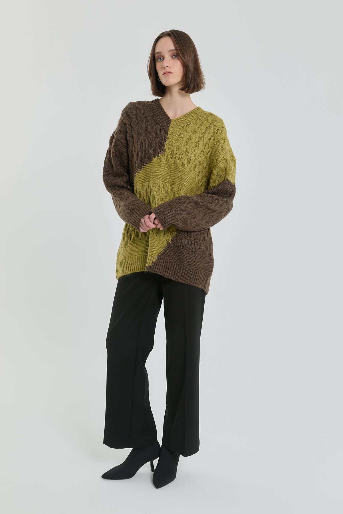 Cable Knit Tunic - Brown
