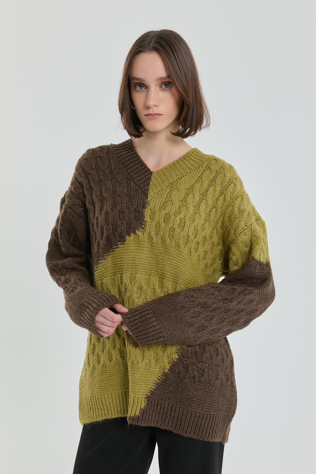 Cable Knit Tunic - Brown