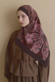 Sahar Krep İpek Şal - Kahve