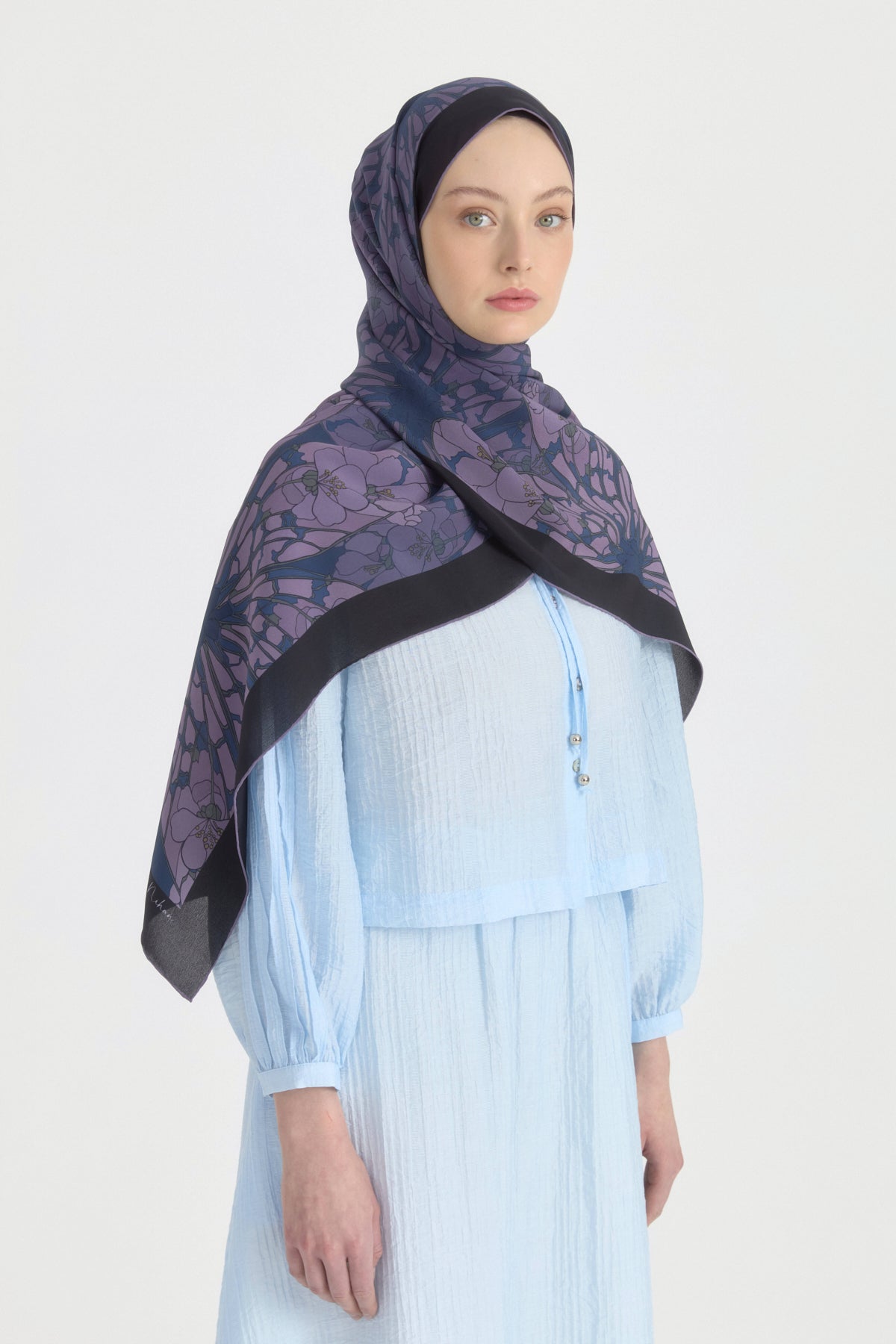 Sahar Krep İpek Şal - Mor