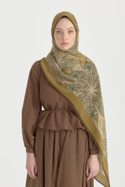 Sahar Krep İpek Şal - Olive