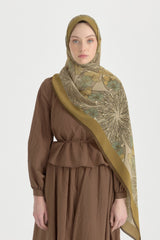 Sahar Krep İpek Şal - Olive