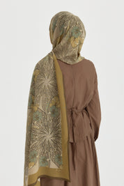 Sahar Krep İpek Şal - Olive