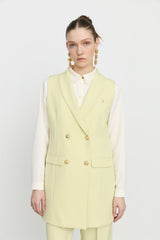 Shawl Lapel Double-Breasted Vest - Pistachio Green