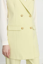 Shawl Lapel Double-Breasted Vest - Pistachio Green