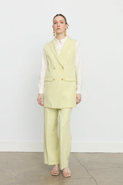 Shawl Lapel Double-Breasted Vest - Pistachio Green