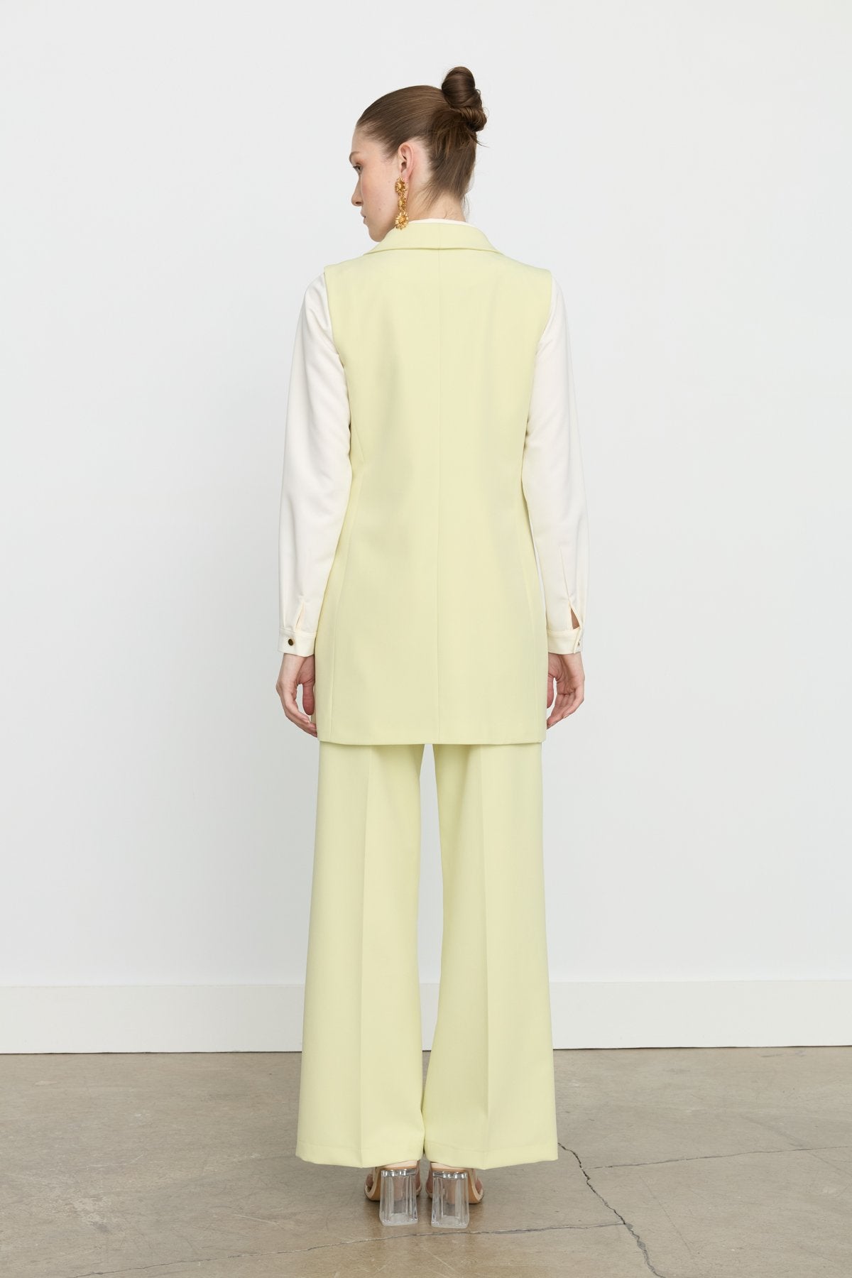 Shawl Lapel Double-Breasted Vest - Pistachio Green