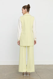 Shawl Lapel Double-Breasted Vest - Pistachio Green