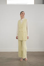Shawl Lapel Double-Breasted Vest - Pistachio Green