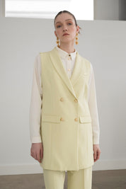 Shawl Lapel Double-Breasted Vest - Pistachio Green