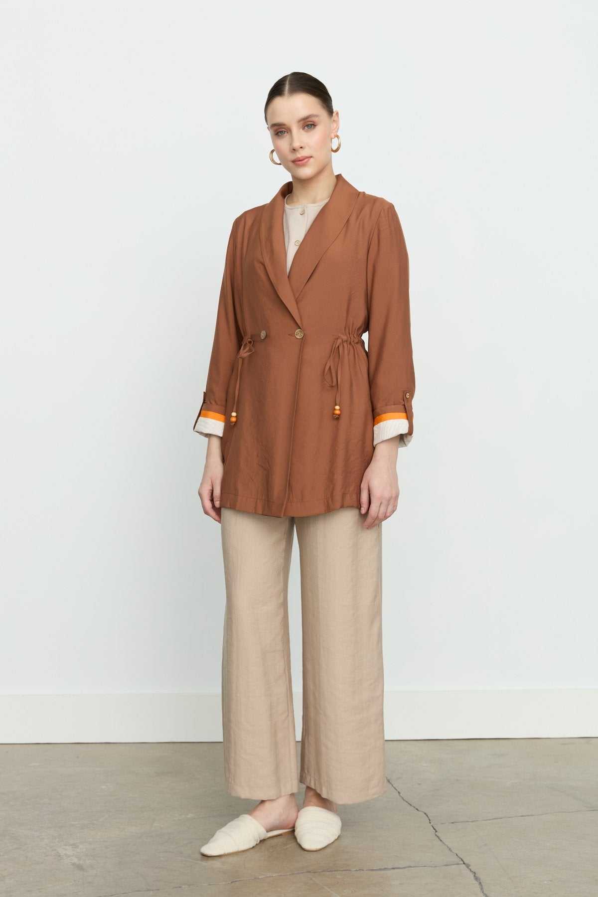 Shawl Collar Modal Jacket - Tan