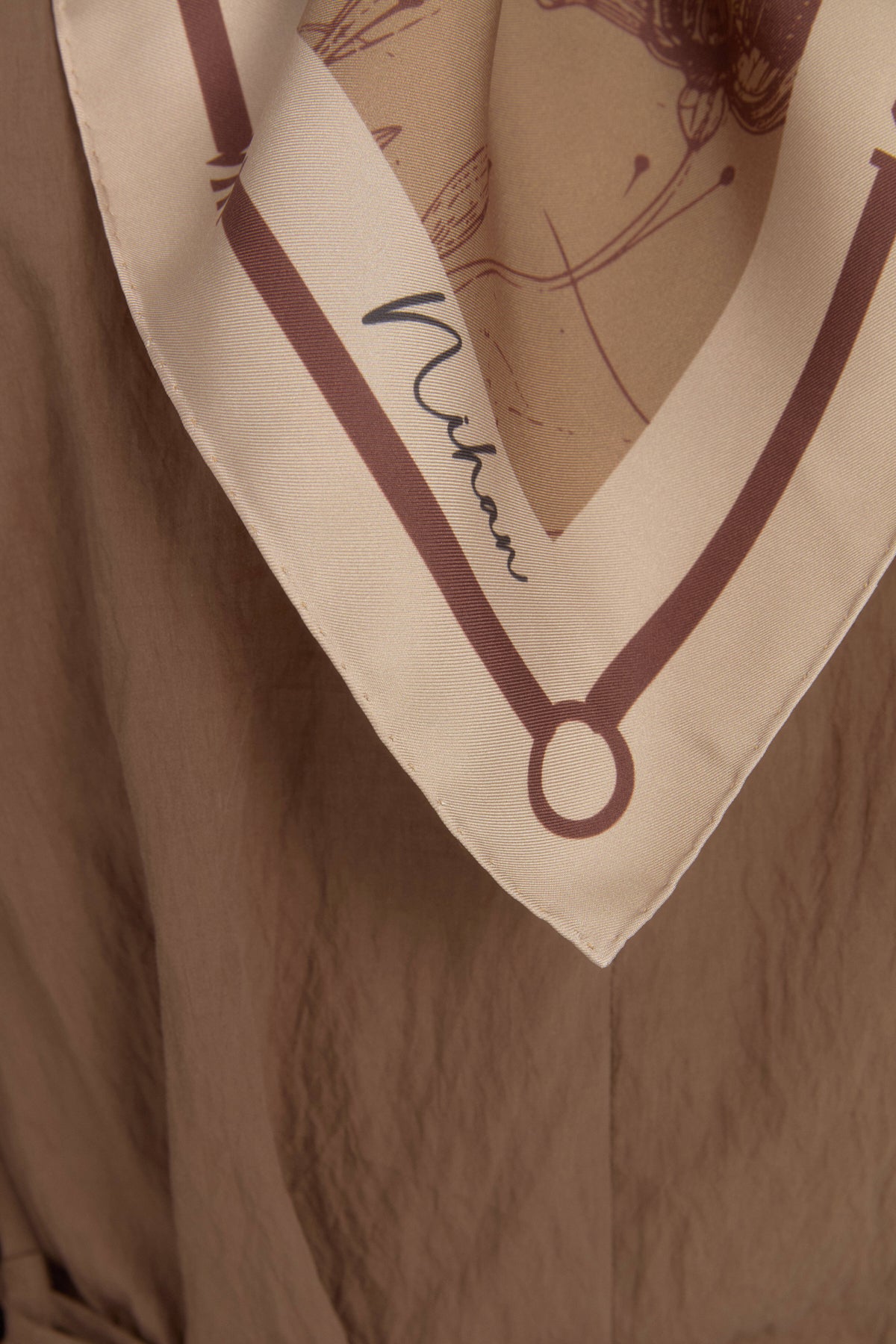 Seren Twill İpek Eşarp - Camel