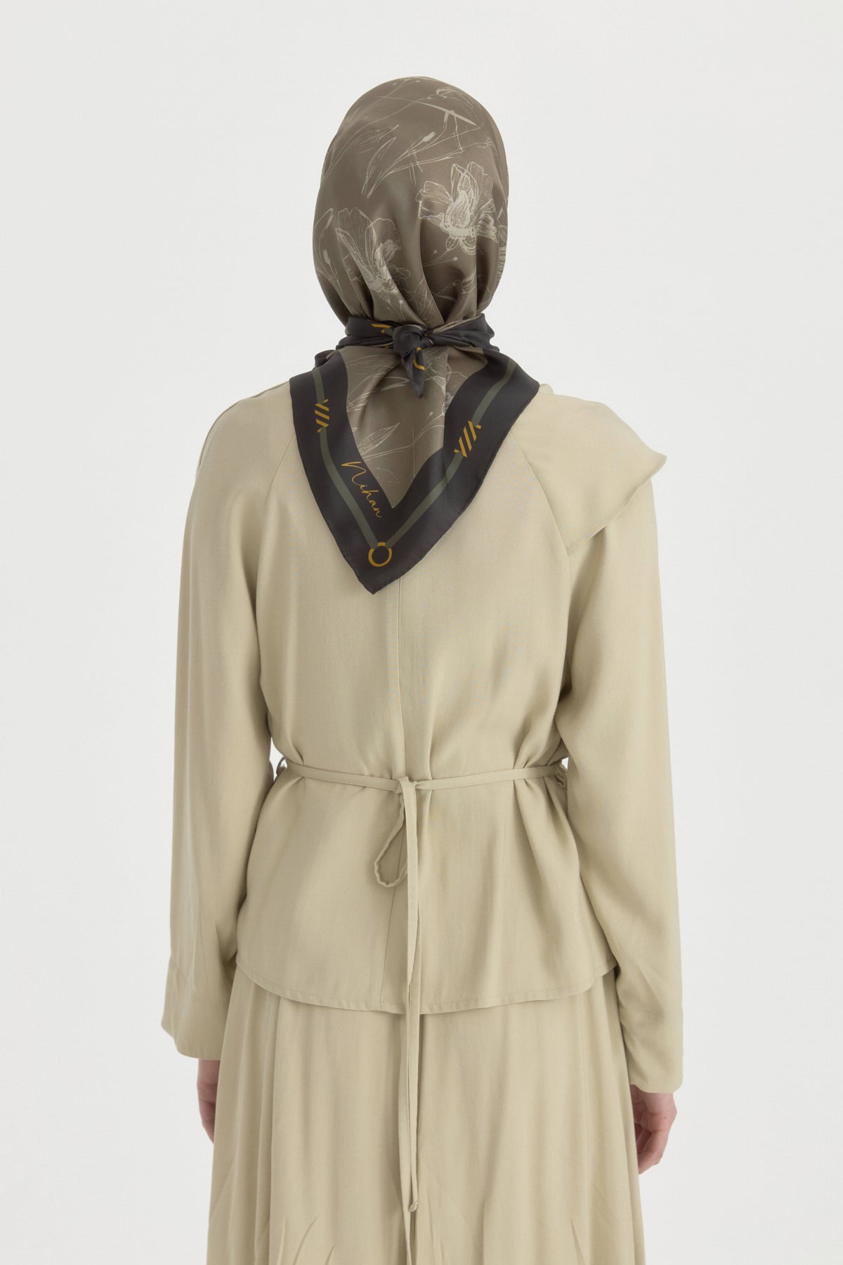 Seren Twill İpek Eşarp - Haki