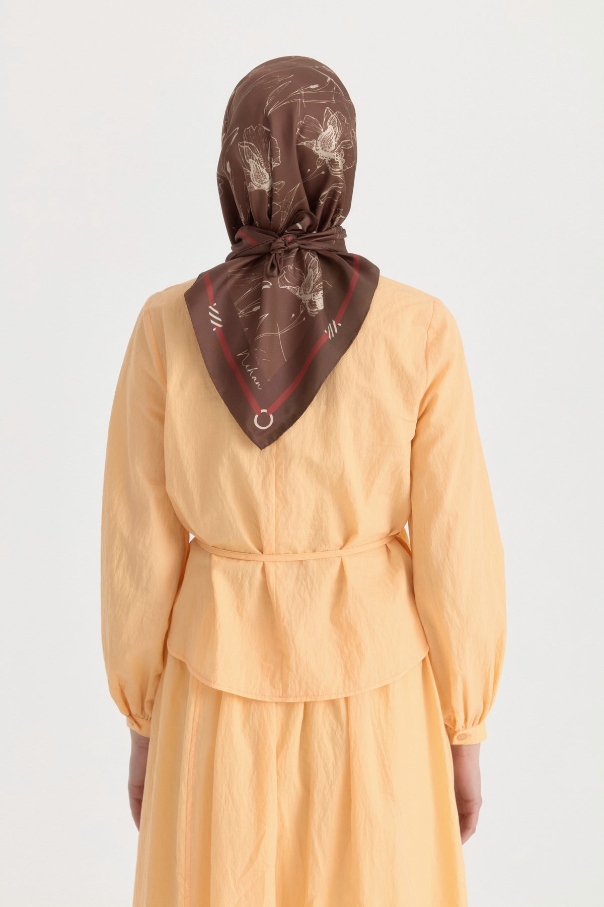 Seren Twill Silk Scarf - Coffee