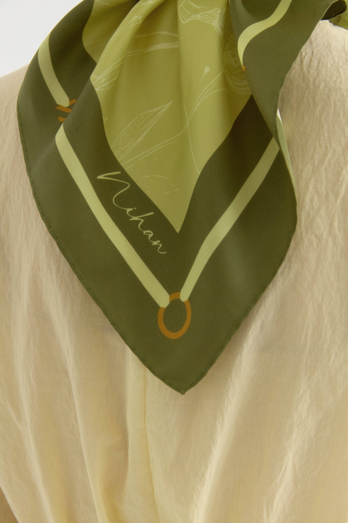 Seren Twill İpek Eşarp - Lime