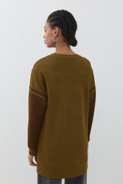 Cupra Suede Sweatshirt with Stripe Detail - Olive
