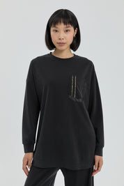 Şerit Detaylı Pantolon Tunik Takım - Siyah