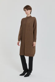 Sequined Ribbed Knit Tunic - Coffee