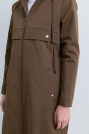 Detachable Hooded Jacket with Pocket Detail - Khaki