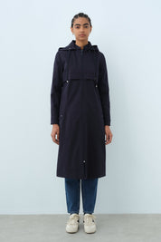 Detachable Hooded Jacket with Pocket Detail - Navy Blue