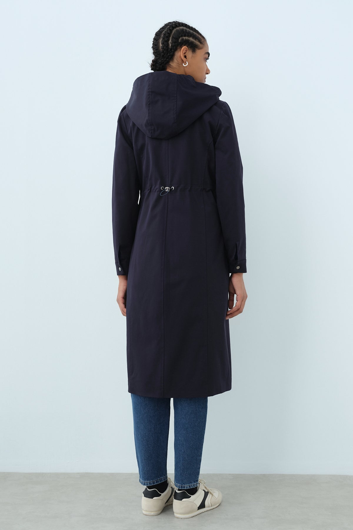 Detachable Hooded Jacket with Pocket Detail - Navy Blue