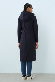 Detachable Hooded Jacket with Pocket Detail - Navy Blue