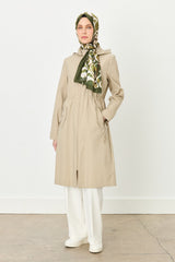 Detachable Hooded Jacket with Zipper Detail - Beige