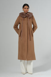 Seyyar Kürklü Düğme Detaylı Kaban - Camel