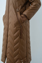 Seyyar Kürklü Metal Detaylı Kaban - Camel