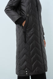Detachable Fur Coat with Metal Details - Black
