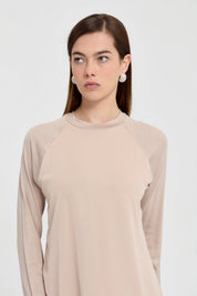 Şifon Detaylı Penye Bluz - Taş