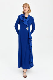 Stylish Kaftan and Trousers Set - Navy Blue