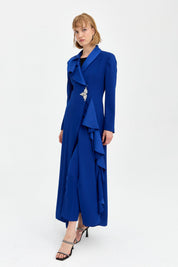 Stylish Kaftan and Trousers Set - Navy Blue