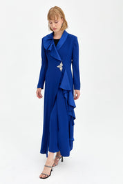Stylish Kaftan and Trousers Set - Navy Blue