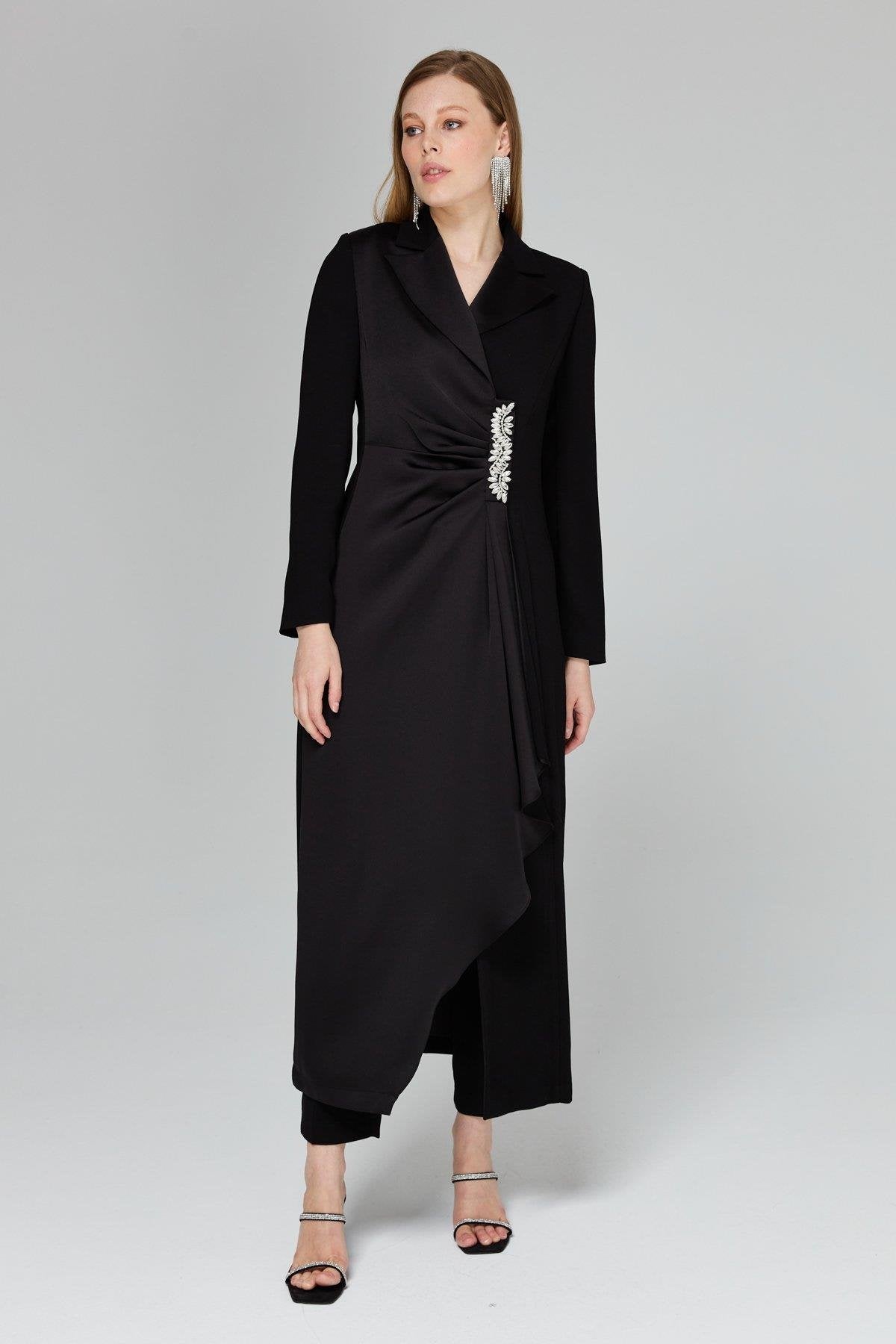 Şık Kaftan Pantolon Takım - Siyah